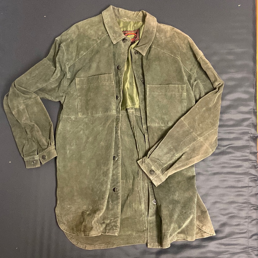 Vintage dark green leather sports jacket